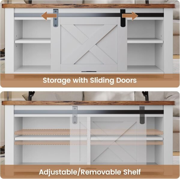 SEDETA 31.5" Lift Top Coffee Table with Storage, Square Coffee Table for Living Room, Farmhouse Coffee Table with Large Hidden Storage Compartment and Adjustable Shelves, White - Image 8