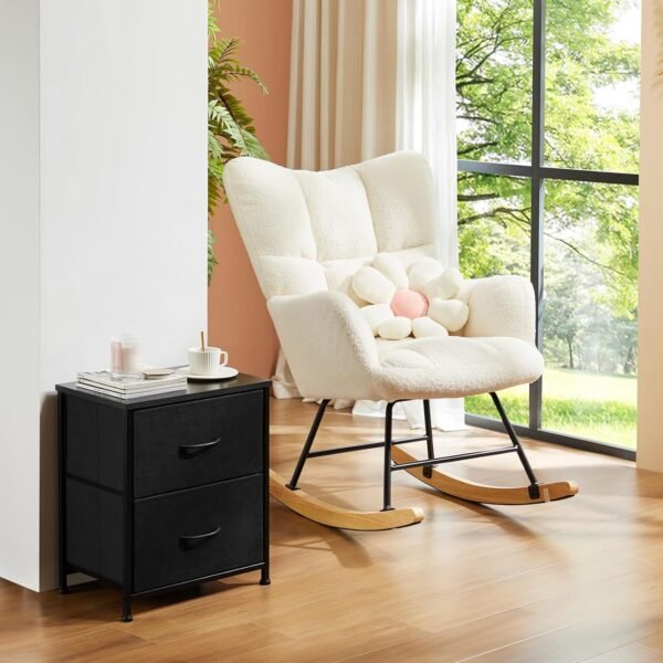 DUMOS Nightstand Set of 2, Small Dresser with 2 Fabric Drawers Side Bedroom End Table Kids Bedside Storage Furniture for 25 inch Tall Night Stand for Closet, Entryway, College Dorm, Black, M-2 Pack - Image 8