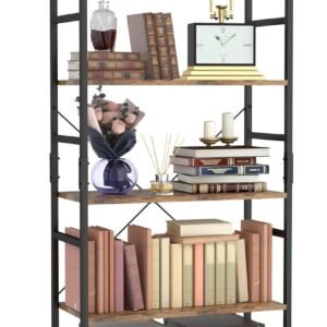NUMENN 5 Tier Bookshelf, Tall Bookcase Shelf Storage Organizer, Modern Book Shelf for Bedroom, Living Room and Home Office, Vintage