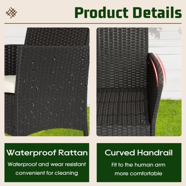 FDW Patio Furniture Set 4 Pieces Outdoor Rattan Chair Wicker Sofa Garden Conversation Bistro Sets for Yard,Pool or Backyard - Image 3
