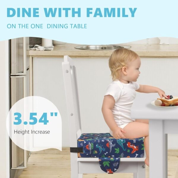 Booster Seat for Kitchen Chair with Adjustable Straps, Toddler Booster Seats for Dining Table Portable for Travel Camping Eating, Booster Cushion for Table for Baby Child Infant Kid Boy Girl - Image 3