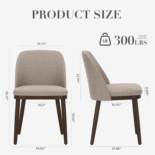 COLAMY Upholstered Dining Chairs Set of 6, Modern Kitchen Chairs with Back, Fabric Side Dining Room Chairs with Wood Legs for Kitchen Dining Room Restaurant, Camel - Image 2