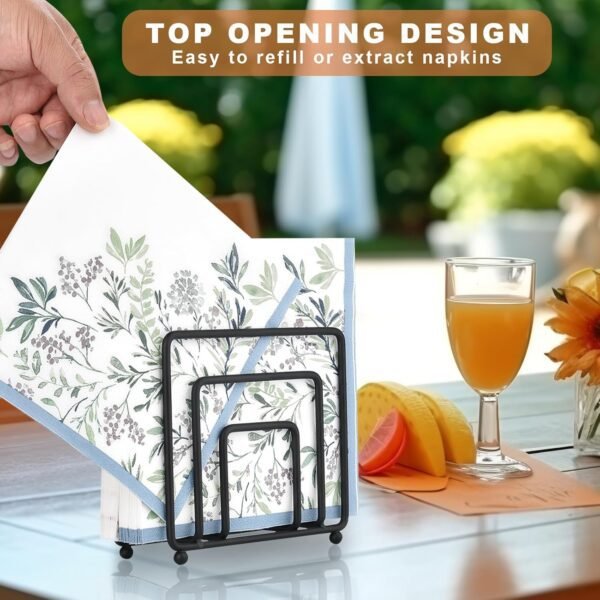 Napkin Holder for Table, Modern Metal Black Napkin Holders for Kitchen Dining Tables & Countertops, Paper Cocktail Napkins Holder Dispenser for Indoor & Outdoor Use by LAIHIFA - Image 4