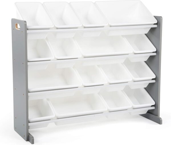 Humble Crew Supersized Toy Storage Organizer with 16 Removable Bins, Grey/White – Large Toy Storage for Toddlers Ideal for Kids' Rooms, Playrooms, and Nurseries - Modern Toy Bins for Kids - Image 8