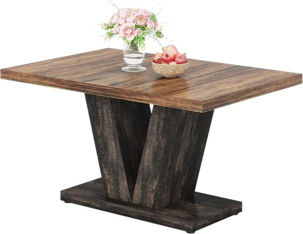 Tribesigns 47-Inch Dining Table for 4, Black Kitchen Dinner Table with Heavy Duty Pedestal, Farmhouse Wooden Eating Table for Home, Dining Room, Small Space, Black & Brown - Image 9