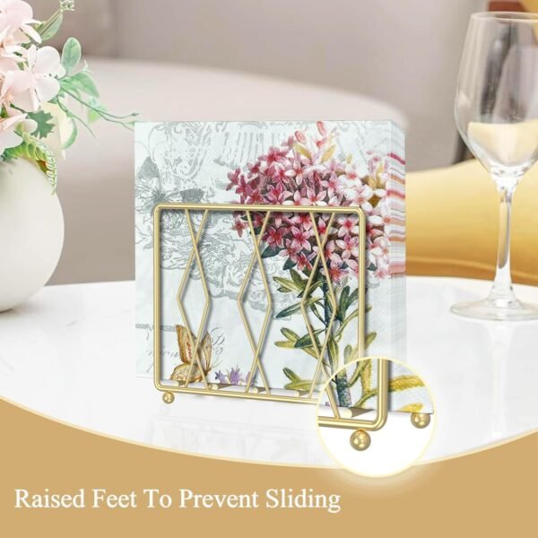 Napkin Holder for Table, Modern Metal Napkin Holders for Paper Napkins & Kitchen Dining & Countertops, Cocktail Upright Napkin Holder Dispenser Suitable for All Room Decors (Small, Gold) - Image 3
