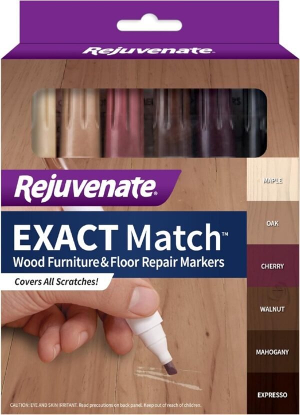 Rejuvenate Wood Furniture & Floor Repair Markers, Touch-Up Markers Fills In Scratches, Maple Oak Cherry Walnut Mahogany Espresso