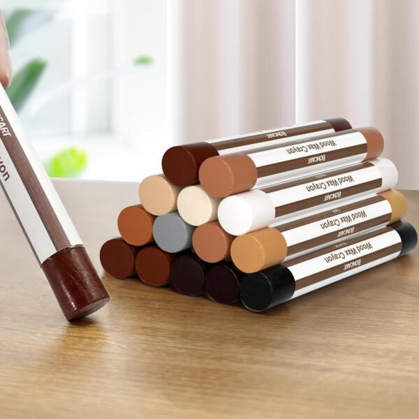 Wood Filler Sticks,12colors Wood Wax Crayons for Repairing Scratches, Scuffs, Cracks, and Nail Holes on Wood Furniture, Floors, Cabinets, Tables, and Doors
