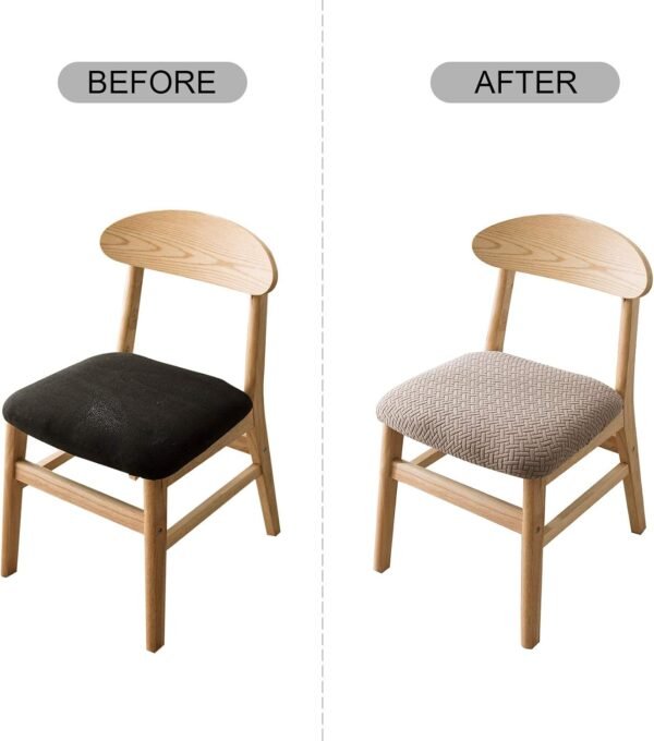 Genina Seat Covers for Dining Room Chair Seat Slipcovers Kitchen Chair Covers (Taupe, 4 Pcs) - Image 6