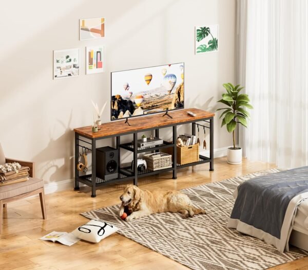 Furologee TV Stand for TVs up to 55 Inch, Entertainment Center with Open Storage Shelves, TV Media Console Table with Soundbar Shelf for Living Room, Bedroom, Rustic Brown - Image 5