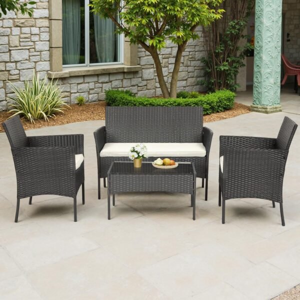 FDW Patio Furniture Set 4 Pieces Outdoor Rattan Chair Wicker Sofa Garden Conversation Bistro Sets for Yard,Pool or Backyard - Image 8