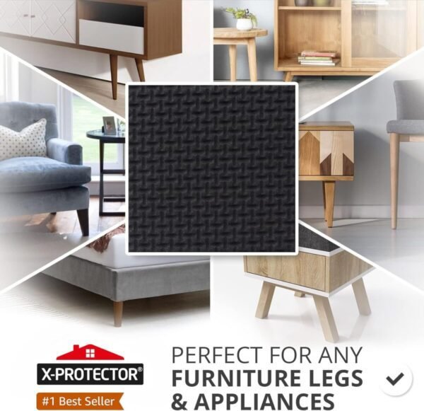 X-PROTECTOR Non Slip Furniture Pads - 16 Premium Furniture Grippers 2"! Self-Adhesive Rubber Feet Furniture Feet - Ideal Non Skid Furniture Pad Floor Protectors - Keep Furniture in Place! - Image 2