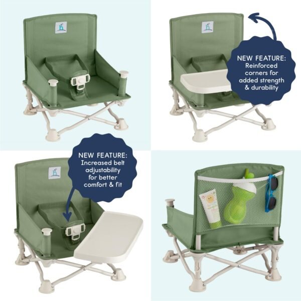hiccapop OmniBoost Travel Booster Seat with Tray for Baby | Folding Portable Baby Booster Seat for Dining Table, Camping, Beach, Grandma’s | Tip-Free Design Straps to Kitchen Chairs - Booster Chair - Image 5