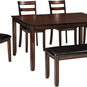 Signature Design by Ashley Coviar 6 Piece Dining Set, Includes Table, 4 Chairs & Bench, Dark Brown