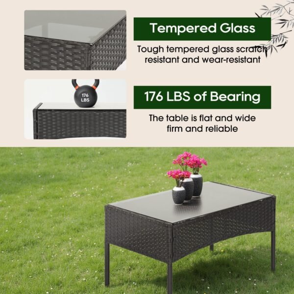 FDW Patio Furniture Set 4 Pieces Outdoor Rattan Chair Wicker Sofa Garden Conversation Bistro Sets for Yard,Pool or Backyard - Image 6