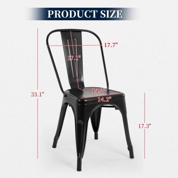 FDW Metal Dining Chairs Set Of 4 Indoor Outdoor Chairs Patio Chairs Kitchen Metal Chairs 18 Inch Seat Height Restaurant Chair Metal Stackable Chair Tolix Side Bar Chairs 330LBS Weight Capacity - Image 3
