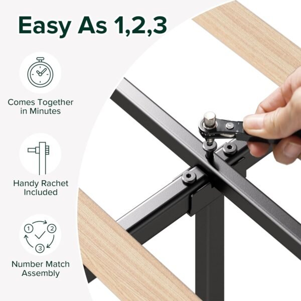 ZINUS Queen Piper Upholstered Platform Bed with Horizontal Paneled Headboard, Wooden Slat Support, No Box Spring Needed, Easy Assembly, Eco Friendly Packaging, Dark Grey - Image 5