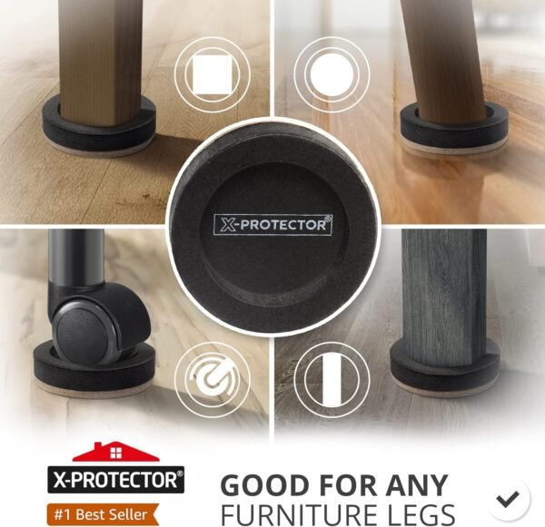 Felt Furniture Sliders for Hardwood Floors X-PROTECTOR 16 PCS 3 ½” - Furniture Slider with Unique Design - Heavy-Duty Furniture Movers for Hard Surfaces - Felt Sliders - Move Your Furniture Easily! - Image 2