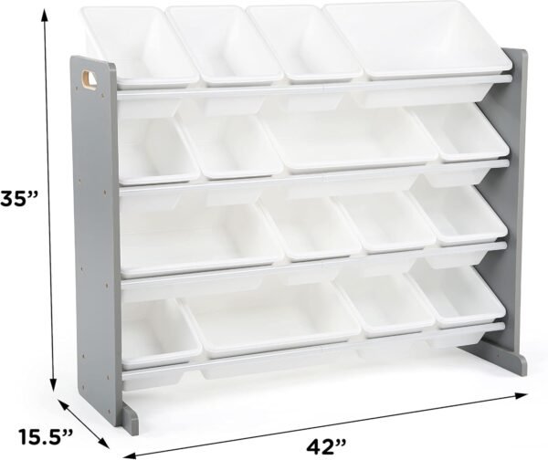 Humble Crew Supersized Toy Storage Organizer with 16 Removable Bins, Grey/White – Large Toy Storage for Toddlers Ideal for Kids' Rooms, Playrooms, and Nurseries - Modern Toy Bins for Kids - Image 3