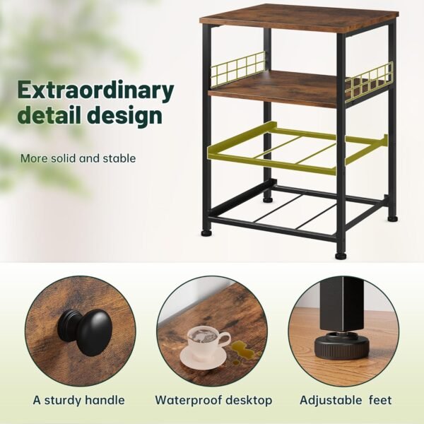 EnHomee Nightstand Set of 2, 17.8" W Bedside Table with Fabric Drawers and Open Wood Shelf Storage, Safety Netting on 2 Sides of Bedside Table,Night Stand for Bedroom,Living Room,Dorm, Rustic Brown - Image 7