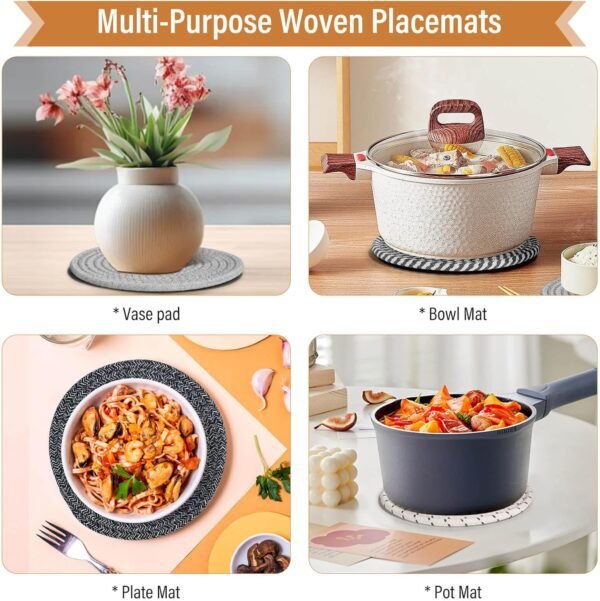Trivet Mats Set for Hot Dishes, 5 Heat Resistant Pot Holders Kitchen Counter, Table, Home Essentials, Anti Stain Hot Pads Plate Mats for Hot pots and Pans, 7 Inches - Image 5