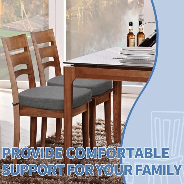 BUYUE Thickened 2.5" Friendly Woven Fabric Dining Chair Cushion, U-Shape High Density Foam Comfortable Chair Pad for Kitchen, Slip Resistant Indoor Seat Cushion (1 Piece, Dark Gray) - Image 2
