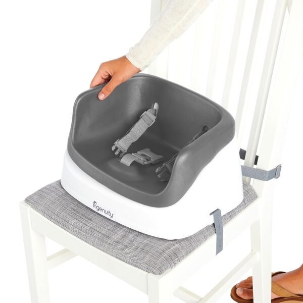 Ingenuity SmartClean Toddler Booster Seat for Kitchen Chair – Lightweight for on-the-go, Easy-Clean, 3-Point Harness Strap – Booster Seat for Dining Table, Slate - Image 6