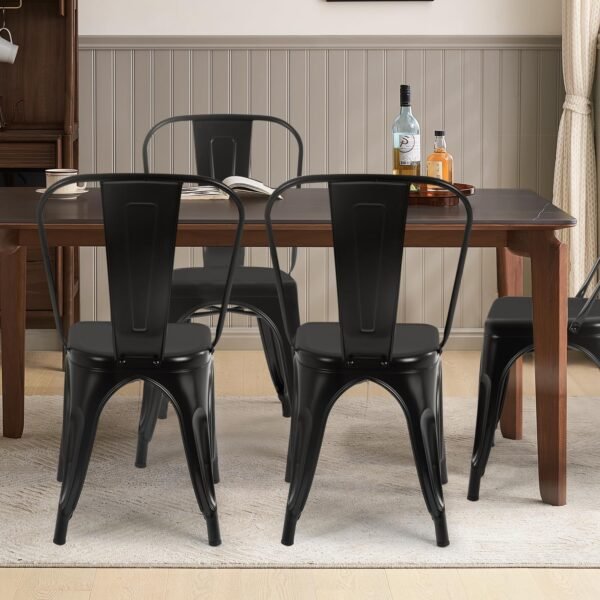 FDW Metal Dining Chairs Set Of 4 Indoor Outdoor Chairs Patio Chairs Kitchen Metal Chairs 18 Inch Seat Height Restaurant Chair Metal Stackable Chair Tolix Side Bar Chairs 330LBS Weight Capacity - Image 2