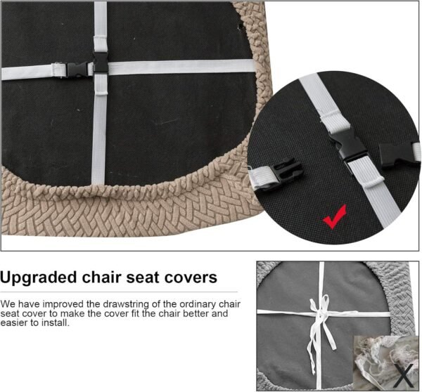 Genina Seat Covers for Dining Room Chair Seat Slipcovers Kitchen Chair Covers (Taupe, 4 Pcs) - Image 3