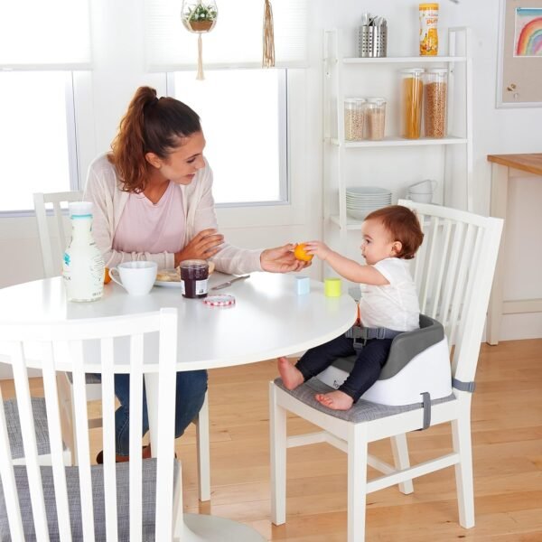 Ingenuity SmartClean Toddler Booster Seat for Kitchen Chair – Lightweight for on-the-go, Easy-Clean, 3-Point Harness Strap – Booster Seat for Dining Table, Slate - Image 8