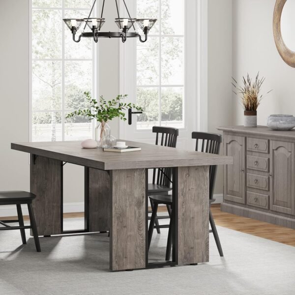 Tribesigns 71" Large Dining Table for 6 to 8 People, Rustic Farmhouse Style Dinner Table, Rectangular Dining Table for Kitchen, Dining Room & Living Room - Image 3