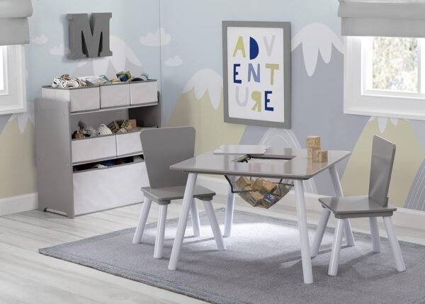 Delta Children 4-Piece Toddler Playroom Set, Grey/White - Image 2