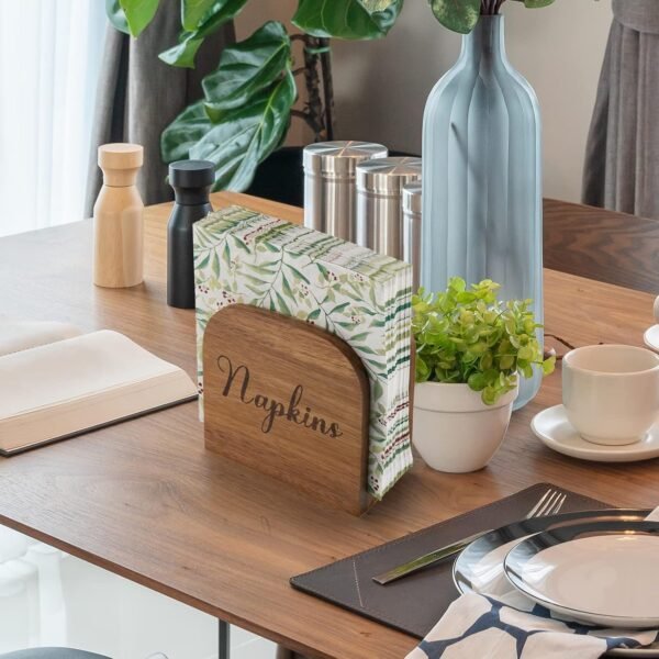 Napkin Holder for Table, ALELION Acacia Wooden Napkin Holders for Kitchen, Napkin Holder for Kitchen Dining Room Table Decor, Upright Wood Napkin Dispenser for Indoor & Outdoor Use - Image 6