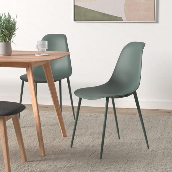 POLY & BARK Isla Modern Kitchen Chairs Set of 4 - Plastic Dining Chair with Metal Legs - Quick Assembly Simple Cafe Chairs Plastic for Indoor or Outdoor - Pistachio Green - Image 2