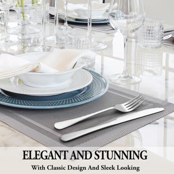 24 Pcs Silverware Set with Steak Knives Service for 4,Stainless Steel Flatware Set,Mirror Polished Cutlery Utensil Set,Home Kitchen Eating Tableware Set,Include Fork Knife Spoon Set,Dishwasher Safe - Image 6