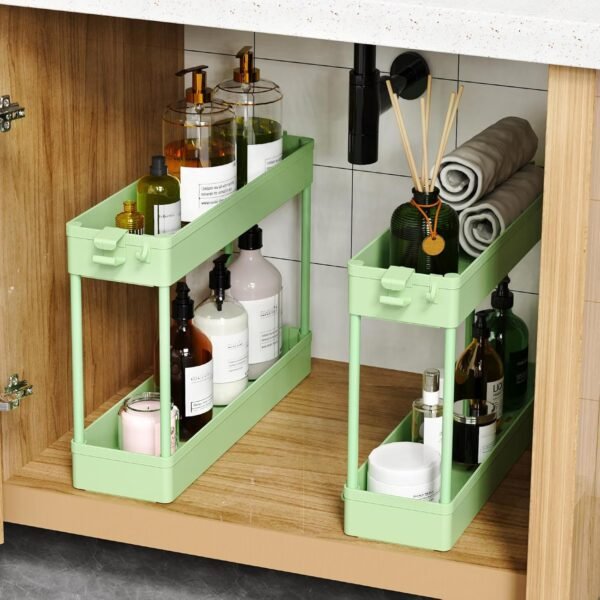SPACEKEEPER Slim Rolling Storage Cart 4 Tier Bathroom Organizer Utility Cart Mobile Shelving Unit Tower Rack for Kitchen, Laundry Room, Bathroom, Narrow Places, Green - Image 5