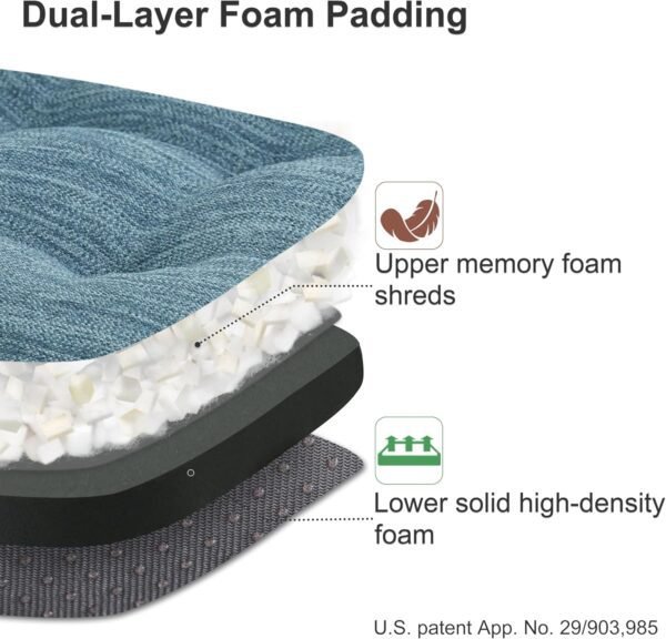 Shinnwa Kitchen Chair Cushions Set of 4, Dual-Layer Memory Foam Dining Chair Cushions, Patented Design Seat Pads with Ties, 16.5 x 16.5 x 3.5in, 4 Pack, Denim Blue - Image 2