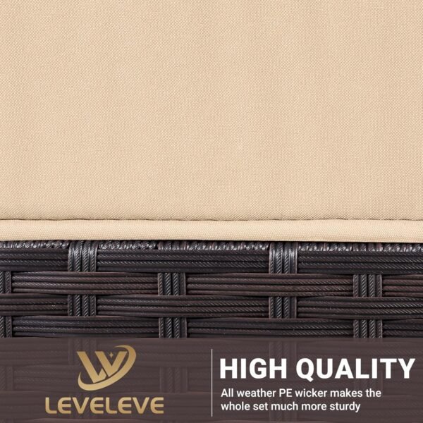 LEVELEVE 7 Pieces Outdoor Patio Furniture Sets,Rattan Conversation Sectional Set,Manual Weaving Wicker Patio Sofa with Tea Table - Image 8