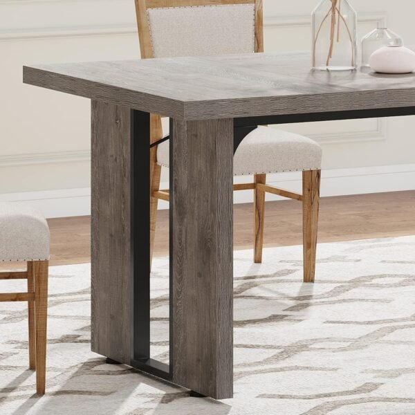 Tribesigns 71" Large Dining Table for 6 to 8 People, Rustic Farmhouse Style Dinner Table, Rectangular Dining Table for Kitchen, Dining Room & Living Room - Image 8