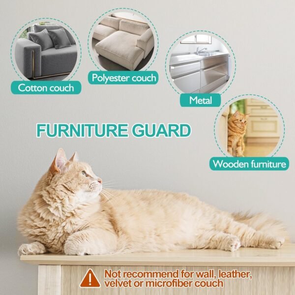 [Thicken Vinyl] Anti Cat Scratch Furniture Protector, Single-Sided Sticky Couch Protector for Cats, Flexible Couch Corner Guard Under Cats Claw, Cat Scratch Deterrent Tape-(160" x 12.4") - Image 6