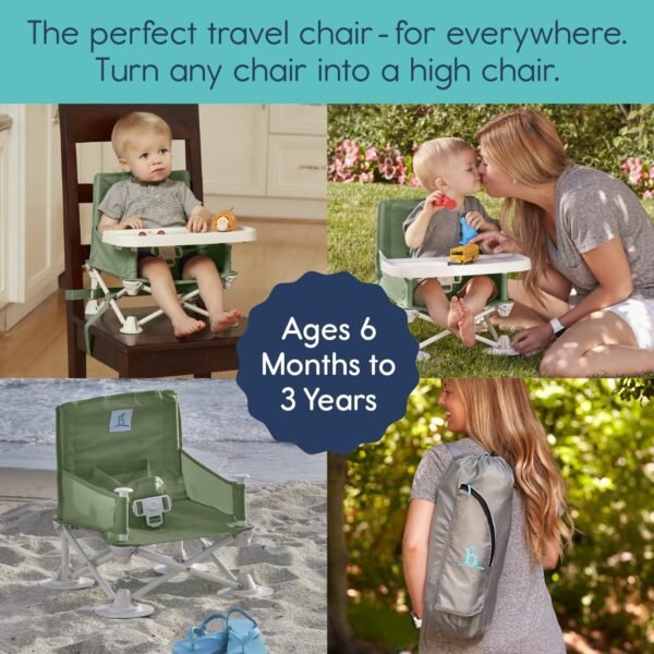 hiccapop OmniBoost Travel Booster Seat with Tray for Baby | Folding Portable Baby Booster Seat for Dining Table, Camping, Beach, Grandma’s | Tip-Free Design Straps to Kitchen Chairs - Booster Chair - Image 4