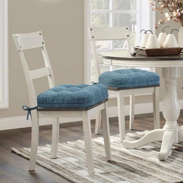 Shinnwa Kitchen Chair Cushions Set of 4, Dual-Layer Memory Foam Dining Chair Cushions, Patented Design Seat Pads with Ties, 16.5 x 16.5 x 3.5in, 4 Pack, Denim Blue - Image 7