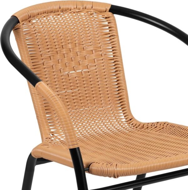 Flash Furniture Lila 4 Pack Beige Rattan Indoor-Outdoor Restaurant Stack Chair | Versatile and Stylish Seating - Image 11