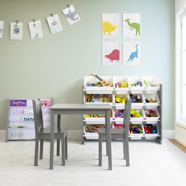 Humble Crew Supersized Toy Storage Organizer with 16 Removable Bins, Grey/White – Large Toy Storage for Toddlers Ideal for Kids' Rooms, Playrooms, and Nurseries - Modern Toy Bins for Kids - Image 6