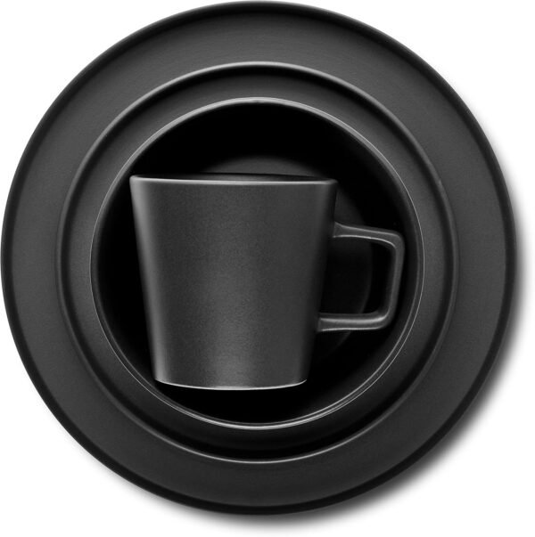 Stone Lain Coupe 16-Piece Stoneware Dish Set, Celina Service for 4, Black Plates and Bowls Dinnerware Set, Dishwasher and Microwave Safe, Black Matte - Image 9