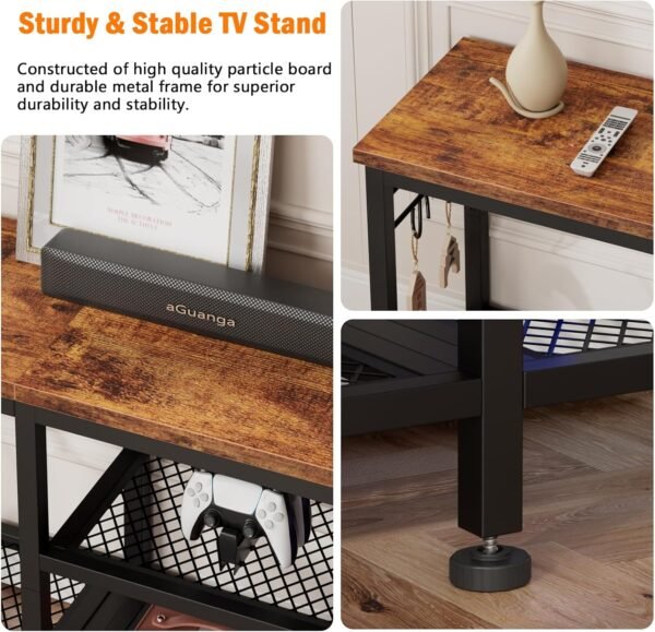 Furologee TV Stand for TVs up to 55 Inch, Entertainment Center with Open Storage Shelves, TV Media Console Table with Soundbar Shelf for Living Room, Bedroom, Rustic Brown - Image 6