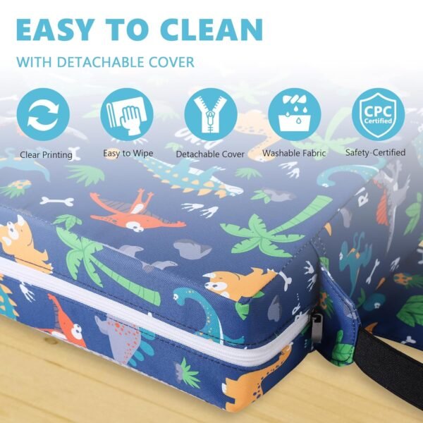 Booster Seat for Kitchen Chair with Adjustable Straps, Toddler Booster Seats for Dining Table Portable for Travel Camping Eating, Booster Cushion for Table for Baby Child Infant Kid Boy Girl - Image 6
