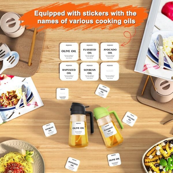 2 in 1 Glass Oil Sprayer & Dispenser, 16oz/470ml Olive Cooking, Air Fryer, and Salad, for Kitchen Gadgets and Air Fryer Accessories, w/Stickers - Image 2