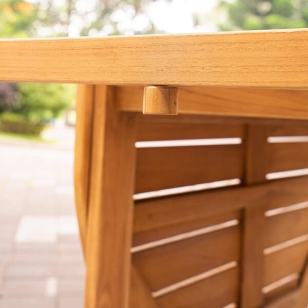 Cambridge Casual Miami Teak Wood Patio Dining Set with Sunbrella Cushion, Natural Teak/Cast Shale - Image 16