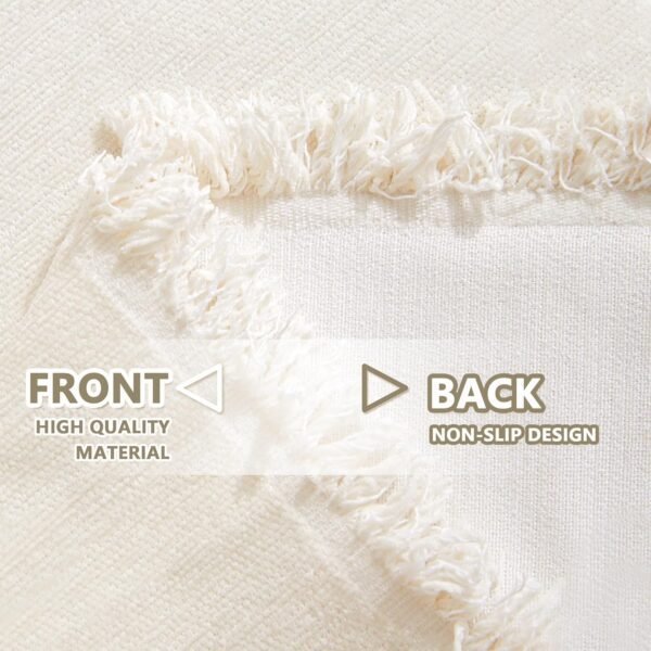 MYSKY HOME Boho Couch Cover Beige Sofa Covers with White Tassel Farmhouse Sofa Slipcover Simple Couch Protector for Dogs Chenille Sectional Couch Covers L Shaped Couch Cushion Covers, 91"x 134" - Image 5